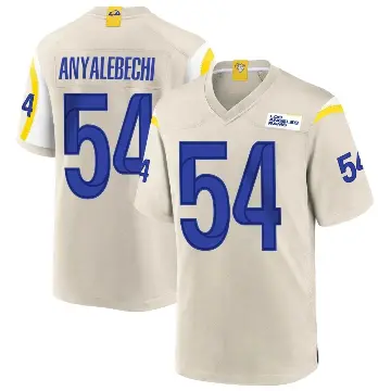 ＃54 Men's Kelechi Anyalebechi Game Los Angeles Rams Bone Jersey