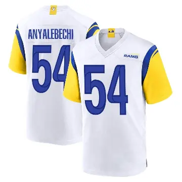 ＃54 Men's Kelechi Anyalebechi White Game Los Angeles Rams Jersey