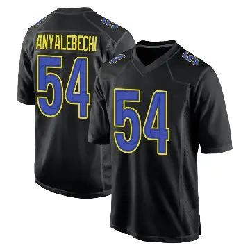 ＃54 Youth Kelechi Anyalebechi Black Game Los Angeles Rams Fashion Jersey