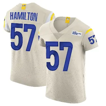 ＃57 Men's Ty Hamilton Elite Los Angeles Rams Bone Vapor Jersey