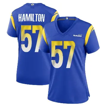 ＃57 Women's Ty Hamilton Royal Game Los Angeles Rams Alternate Jersey
