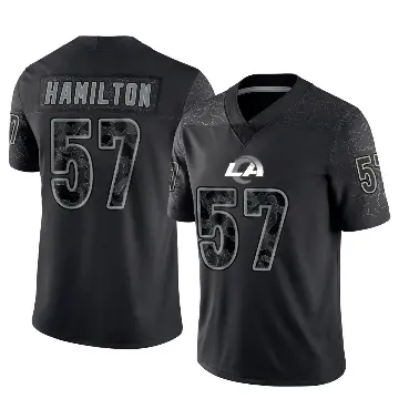 ＃57 Youth Ty Hamilton Black Limited Los Angeles Rams Reflective Jersey