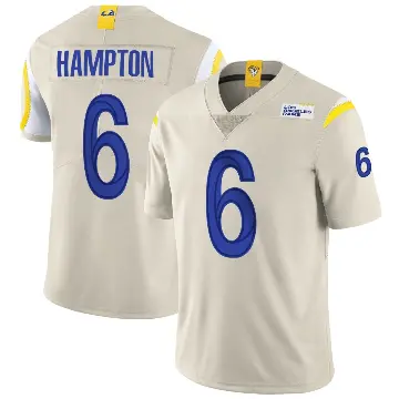 ＃6 Men's Nick Hampton Limited Los Angeles Rams Bone Vapor Jersey