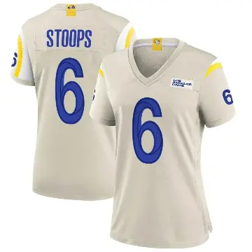 ＃6 Women's Drake Stoops Game Los Angeles Rams Bone Jersey