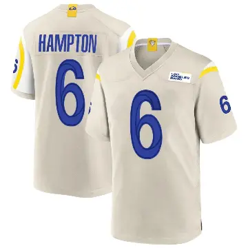 ＃6 Youth Nick Hampton Game Los Angeles Rams Bone Jersey