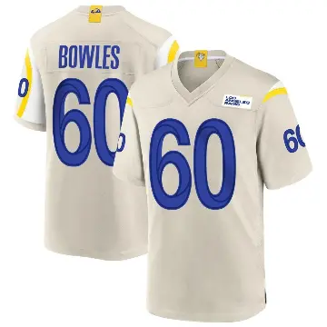 ＃60 Youth Wyatt Bowles Game Los Angeles Rams Bone Jersey