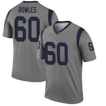 ＃60 Youth Wyatt Bowles Gray Legend Los Angeles Rams Inverted Jersey