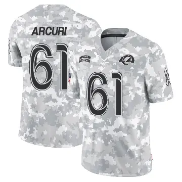 ＃61 Men's AJ Arcuri Arctic Camo Limited Los Angeles Rams 2024 Salute to Service Jersey