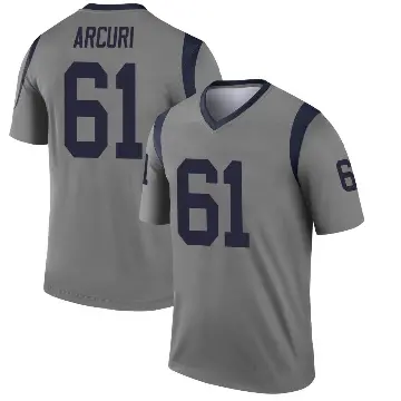 ＃61 Men's AJ Arcuri Gray Legend Los Angeles Rams Inverted Jersey