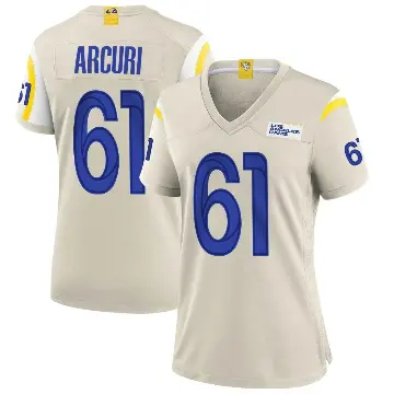 ＃61 Women's AJ Arcuri Game Los Angeles Rams Bone Jersey