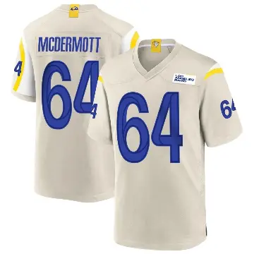 ＃64 Men's Conor McDermott Game Los Angeles Rams Bone Jersey