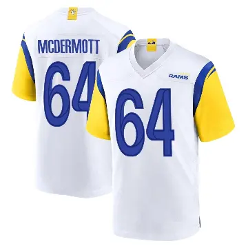 ＃64 Men's Conor McDermott White Game Los Angeles Rams Jersey