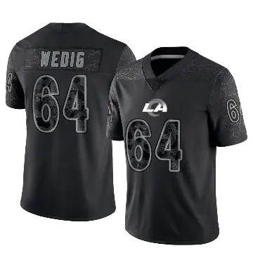 ＃64 Men's Trey Wedig Black Limited Los Angeles Rams Reflective Jersey