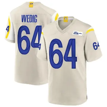 ＃64 Men's Trey Wedig Game Los Angeles Rams Bone Jersey