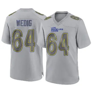 ＃64 Men's Trey Wedig Gray Game Los Angeles Rams Atmosphere Fashion Jersey