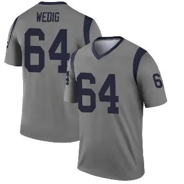 ＃64 Men's Trey Wedig Gray Legend Los Angeles Rams Inverted Jersey