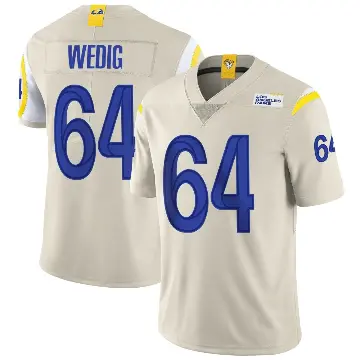 ＃64 Men's Trey Wedig Limited Los Angeles Rams Bone Vapor Jersey