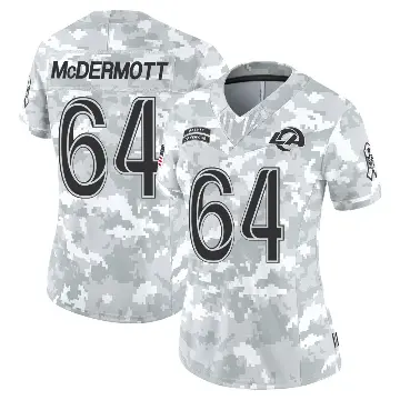 ＃64 Women's Conor McDermott Arctic Camo Limited Los Angeles Rams 2024 Salute to Service Jersey