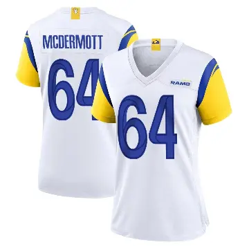 ＃64 Women's Conor McDermott White Game Los Angeles Rams Jersey