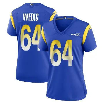 ＃64 Women's Trey Wedig Royal Game Los Angeles Rams Alternate Jersey