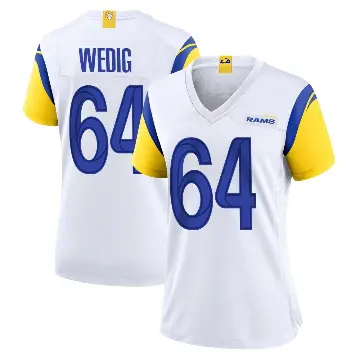 ＃64 Women's Trey Wedig White Game Los Angeles Rams Jersey