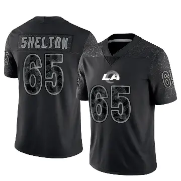 ＃65 Men's Coleman Shelton Black Limited Los Angeles Rams Reflective Jersey