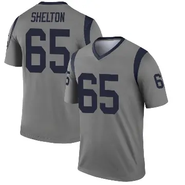 ＃65 Men's Coleman Shelton Gray Legend Los Angeles Rams Inverted Jersey