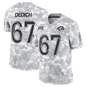 ＃67 Men's Justin Dedich Arctic Camo Limited Los Angeles Rams 2024 Salute to Service Jersey