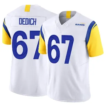 ＃67 Men's Justin Dedich White Limited Los Angeles Rams Vapor F.U.S.E. Jersey