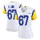 ＃67 Women's Justin Dedich White Game Los Angeles Rams Jersey