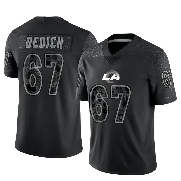 ＃67 Youth Justin Dedich Black Limited Los Angeles Rams Reflective Jersey