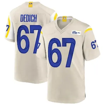 ＃67 Youth Justin Dedich Game Los Angeles Rams Bone Jersey