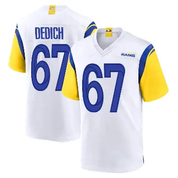 ＃67 Youth Justin Dedich White Game Los Angeles Rams Jersey