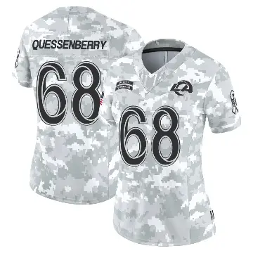 ＃68 Women's David Quessenberry Arctic Camo Limited Los Angeles Rams 2024 Salute to Service Jersey