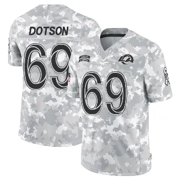 ＃69 Men's Kevin Dotson Arctic Camo Limited Los Angeles Rams 2024 Salute to Service Jersey