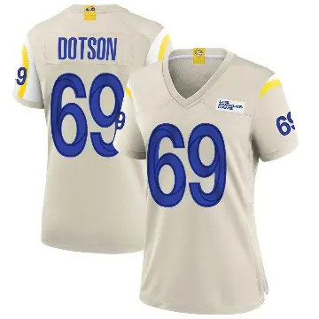 ＃69 Women's Kevin Dotson Game Los Angeles Rams Bone Jersey