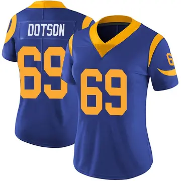＃69 Women's Kevin Dotson Royal Limited Los Angeles Rams Alternate Vapor Untouchable Jersey