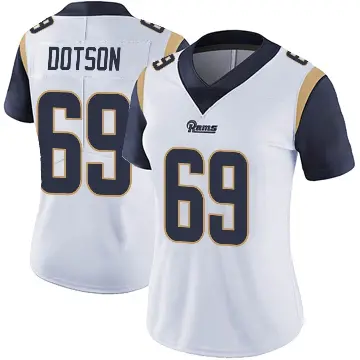 ＃69 Women's Kevin Dotson White Limited Los Angeles Rams Vapor Untouchable Jersey