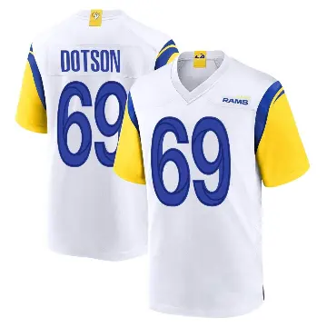 ＃69 Youth Kevin Dotson White Game Los Angeles Rams Jersey
