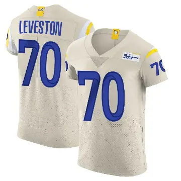 ＃70 Men's KT Leveston Elite Los Angeles Rams Bone Vapor Jersey