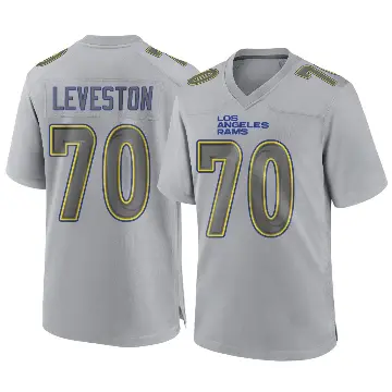 ＃70 Men's KT Leveston Gray Game Los Angeles Rams Atmosphere Fashion Jersey