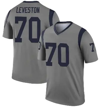 ＃70 Men's KT Leveston Gray Legend Los Angeles Rams Inverted Jersey