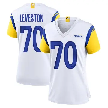 ＃70 Women's KT Leveston White Game Los Angeles Rams Jersey