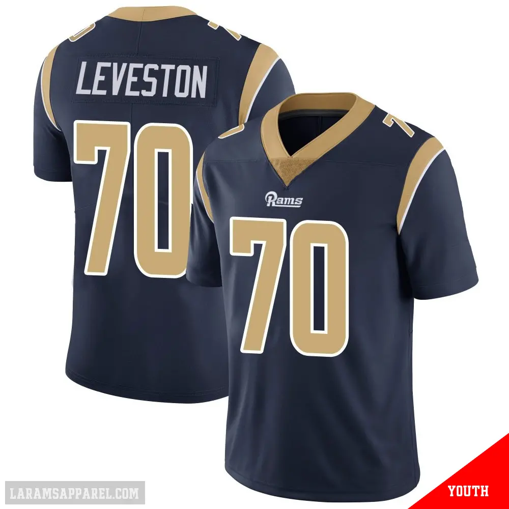 ＃70 Youth KT Leveston Navy Limited Los Angeles Rams Team Color Vapor Untouchable Jersey