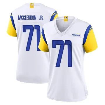 ＃71 Women's Warren McClendon Jr. White Game Los Angeles Rams Jersey