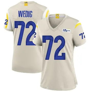 ＃72 Women's Trey Wedig Game Los Angeles Rams Bone Jersey