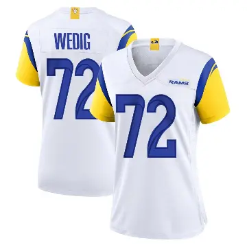 ＃72 Women's Trey Wedig White Game Los Angeles Rams Jersey