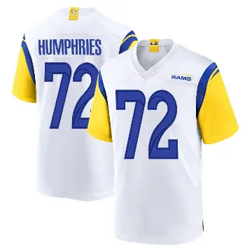 ＃72 Youth D.J. Humphries White Game Los Angeles Rams Jersey