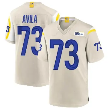 ＃73 Youth Steve Avila Game Los Angeles Rams Bone Jersey