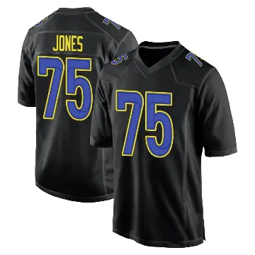 ＃75 Men's Deacon Jones Black Game Los Angeles Rams Fashion Jersey